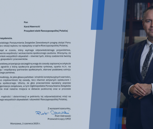 Obraz główny aktualności o tytule OPZZ gratuluje Karolowi Nawrockiemu wyboru na Prezydenta RP 